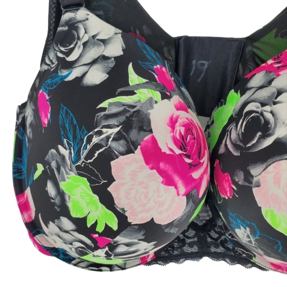 torrid Curve T-Shirt Push-Up Floral Print 360° Back Smoothing Bra Plus Curvy 44F - Picture 2 of 15